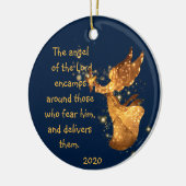 詩篇34:7主エンカンファスカーの天使のまわりに節 セラミックオーナメント (左)
