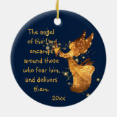 詩篇34:7主エンカンファスカーの天使のまわりに節 セラミックオーナメント (裏面)