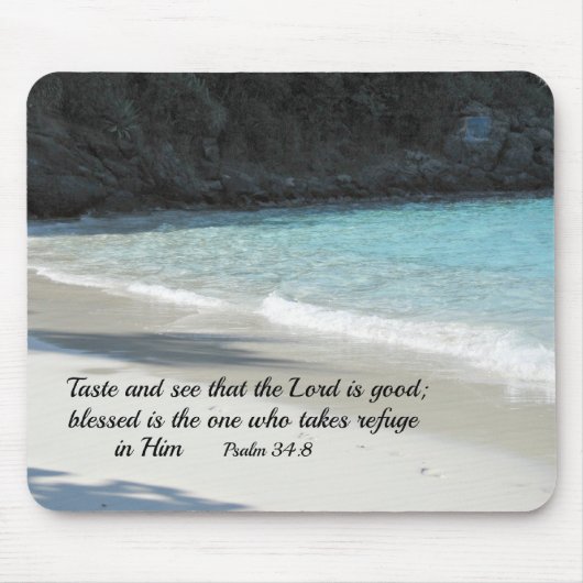 詩篇34:8主が良いことを見て味わい… マウスパッド (正面)