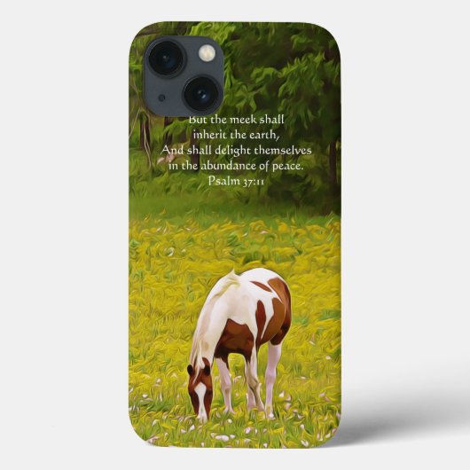詩篇37:11 平和な馬 聖書の詩 iPhoneケース Case-Mate iPhoneケース (裏面)