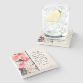 詩篇37:4主のフローラで自分自身を喜ばせる ストーンコースター (横)