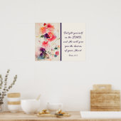 詩篇37:4主のフローラで自分自身を喜ばせる ポスター (キッチン)