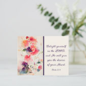 詩篇37:4主のフローラで自分自身を喜ばせる ポストカード (スタンド正面)