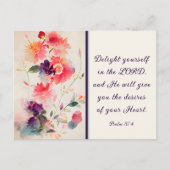 詩篇37:4主のフローラで自分自身を喜ばせる ポストカード (正面)