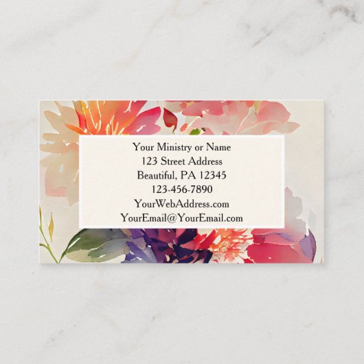 詩篇37:4主のフローラで自分自身を喜ばせる 名刺 (裏面)