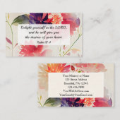 詩篇37:4主のフローラで自分自身を喜ばせる 名刺 (正面/裏面)