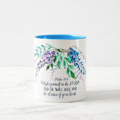 詩篇37:4主の中で自分自身を喜ばせ、フローラ ツートーンマグカップ (中央)