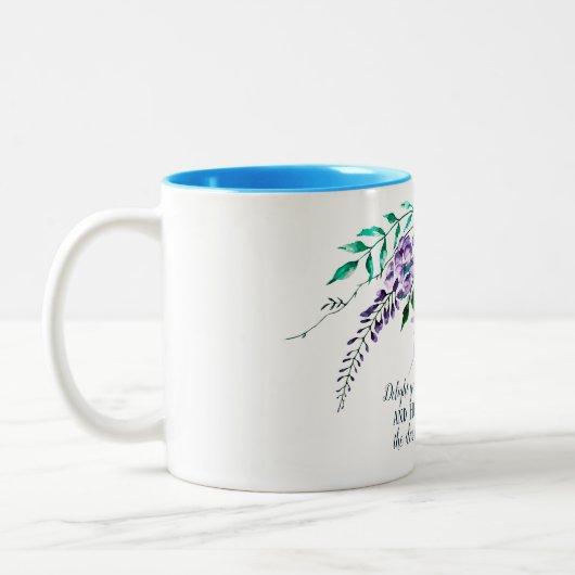 詩篇37:4主の中で自分自身を喜ばせ、フローラ ツートーンマグカップ (左)