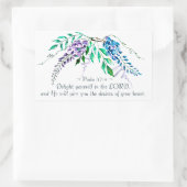 詩篇37:4主の中で自分自身を喜ばせ、フローラ 長方形シール (バッグ)