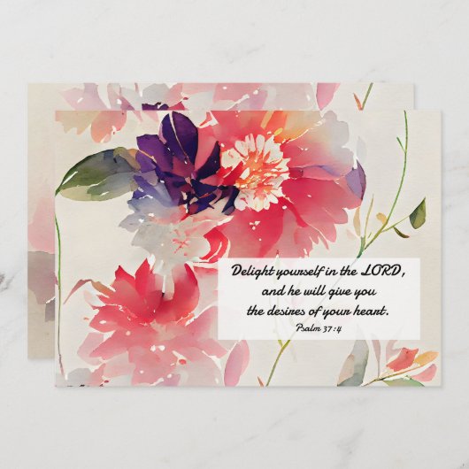 詩篇37:4主の平野で自分自身を喜ばせる ノートカード (正面/裏面)