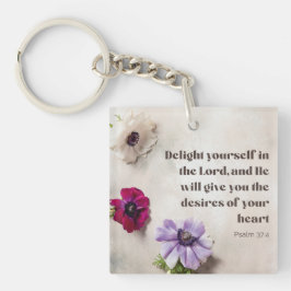 詩篇37:4主への喜び、聖書の節 キーホルダー