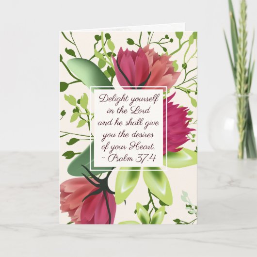 詩篇37:4主クローバーで自分自身を喜ばせる カード (正面)