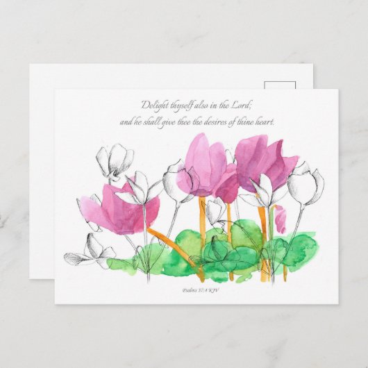 詩篇37:4聖なる書物、 経典は主に自分を喜ばせる ポストカード (正面/裏面)