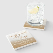 詩篇37:4聖句サンディ海ビーチ ストーンコースター (横)