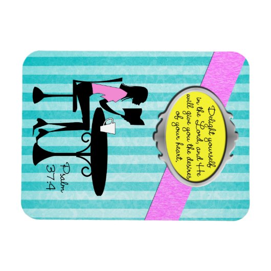 詩篇37:4聖書のティール(緑がかった色) マグネット (横)