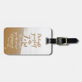 詩篇37:4聖書の一節、砂浜と海、 ラゲッジタグ (正面横)