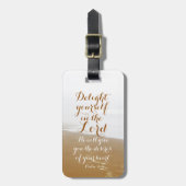 詩篇37:4聖書の一節、砂浜と海、 ラゲッジタグ (正面縦)