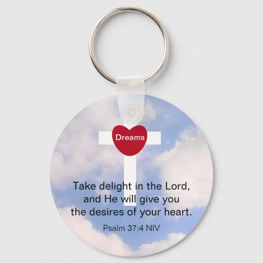 詩篇37:4青い空の主を喜ぶ キーホルダー (正面)