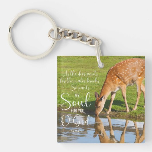 詩篇42:1水のバイブルのための鹿のパンツ キーホルダー (正面)