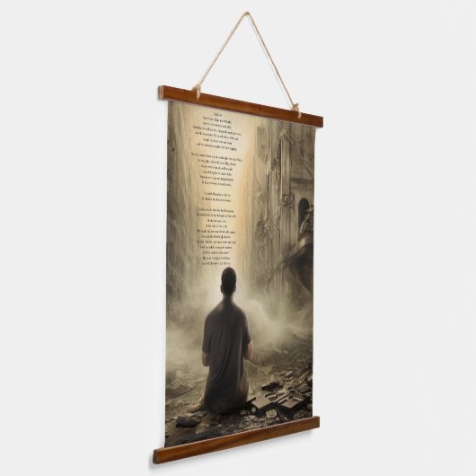 詩篇46章、破壊の祈りの言葉 吊り下げ型タペストリー (傾斜あり)