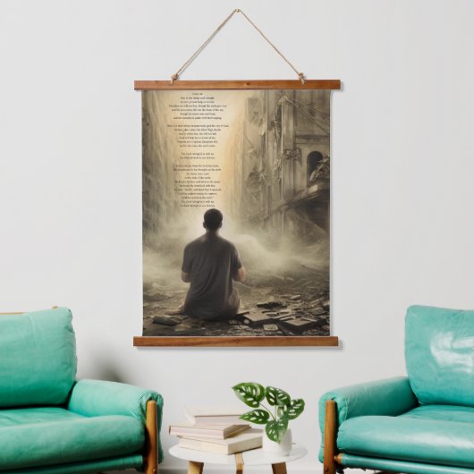 詩篇46章、破壊の祈りの言葉 吊り下げ型タペストリー (リビング)