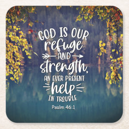 詩篇46:1神は私たちの皈依と力である スクエアペーパーコースター