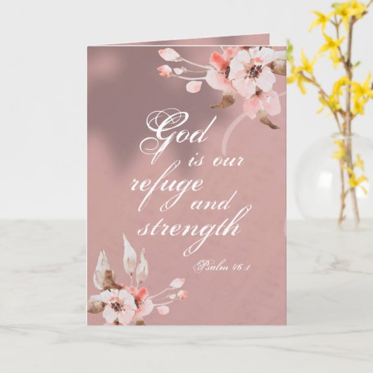 詩篇46:1神は私たちの皈依と力の聖書である カード (黄色い花)