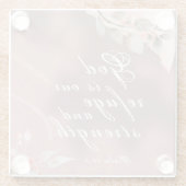 詩篇46:1神は私たちの皈依と力の聖書である ガラスコースター (裏面)