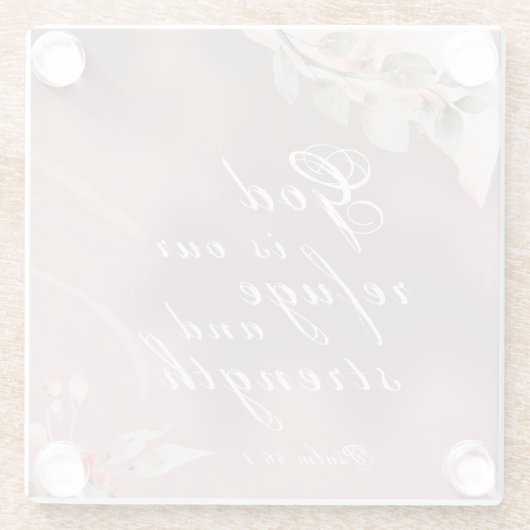 詩篇46:1神は私たちの皈依と力の聖書である ガラスコースター (裏面)