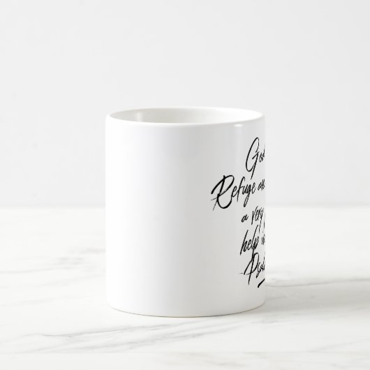 詩篇46:1神は私の皈依と力の固まりである コーヒーマグカップ (中央)