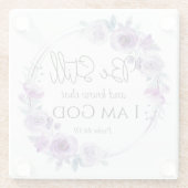 詩篇46:10まだ知っているバイブル紫のフローラ ガラスコースター (裏面)