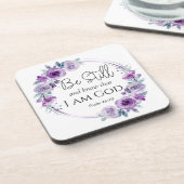 詩篇46:10まだ知っているバイブル紫のフローラ コースター (左側)