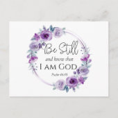 詩篇46:10まだ知っているバイブル紫のフローラ ポストカード (正面)