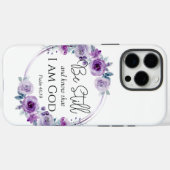 詩篇46:10まだ知っているバイブル紫のフローラ Case-Mate iPhoneケース (裏面 (横))