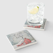 詩篇46:10まだ私は神の冬の雪であることを知っている ストーンコースター (横)