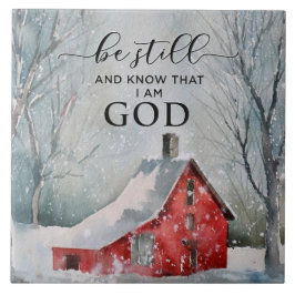 詩篇46:10まだ私は神の冬の雪であることを知っている タイル