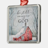 詩篇46:10まだ私は神の冬の雪であることを知っている メタルオーナメント (左)