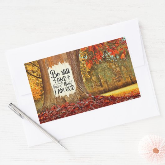 詩篇46:10まだ私は神の秋であることを知っている 長方形シール (封筒)