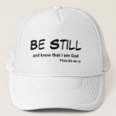 詩篇46:10まだ聖書の聖句を知りなさい キャップ (正面)