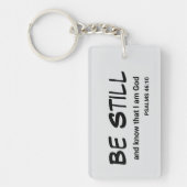 詩篇46:10まだ聖書の聖句を知りなさい キーホルダー (正面)