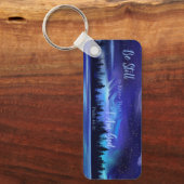 詩篇46:10まだ聖書の聖句自然を知りなさい キーホルダー (正面)