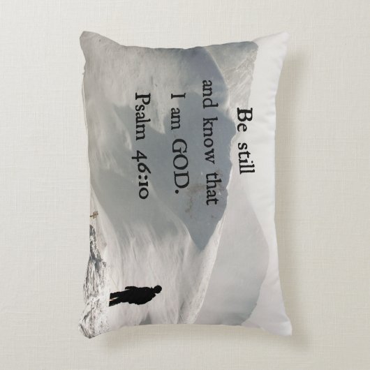 詩篇46:10わたしがまだ神であることを知りなさい。 アクセントクッション (正面(垂直))