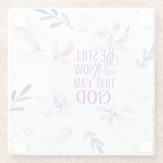 詩篇46:10わたしがまだ神であることを知りなさい ガラスコースター (裏面)