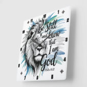 詩篇46:10わたしがまだ神であることを知りなさい スクエア壁時計 (傾斜)