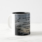 詩篇46:10わたしがまだ神であることを知りなさい ツートーンマグカップ (正面左)