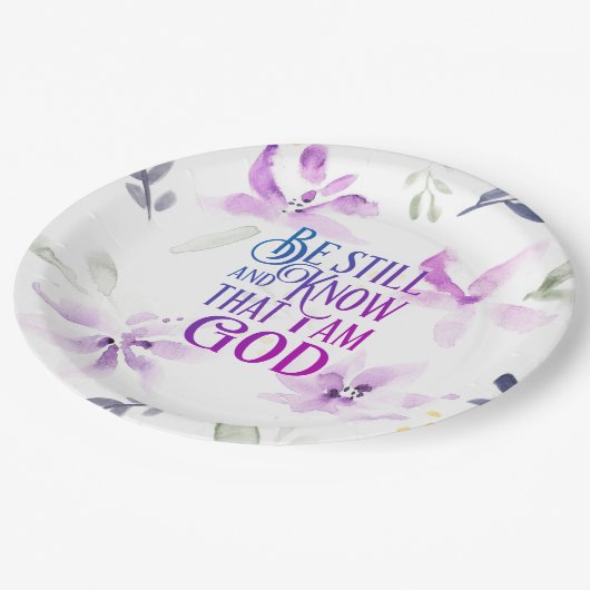 詩篇46:10わたしがまだ神であることを知りなさい ペーパープレート (アングル)