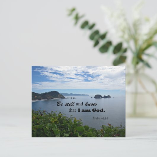 詩篇46:10わたしがまだ神であることを知りなさい ポストカード (スタンド正面)