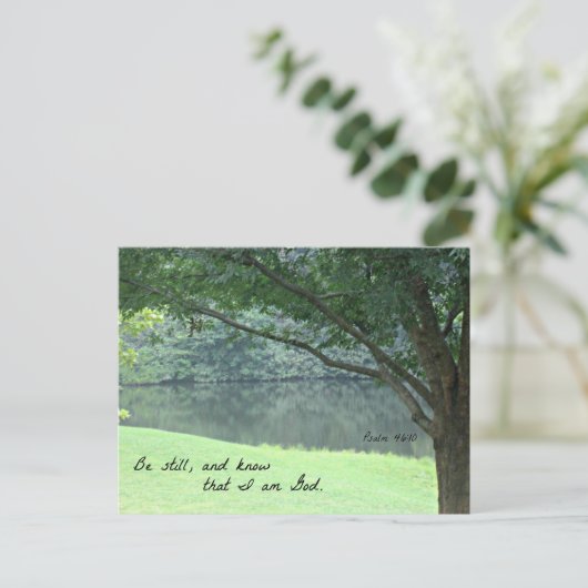 詩篇46:10わたしがまだ神であることを知りなさい。 ポストカード (スタンド正面)