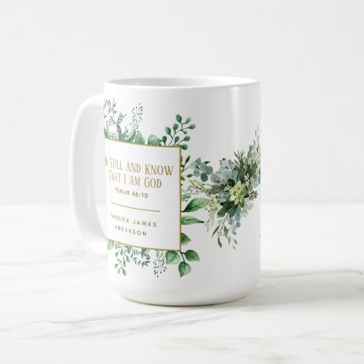 詩篇46:10わたしがまだ神であることを知カスタムれ コーヒーマグカップ (正面左)