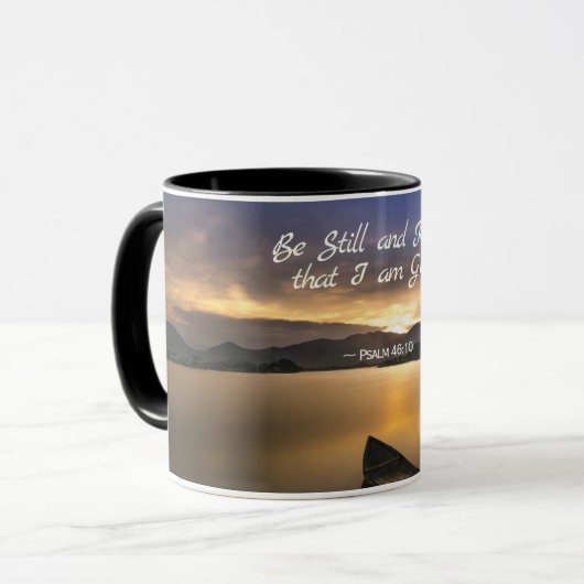 詩篇46:10わたしがまだ神の聖書であることを知りなさい マグカップ (正面左)